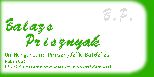 balazs prisznyak business card